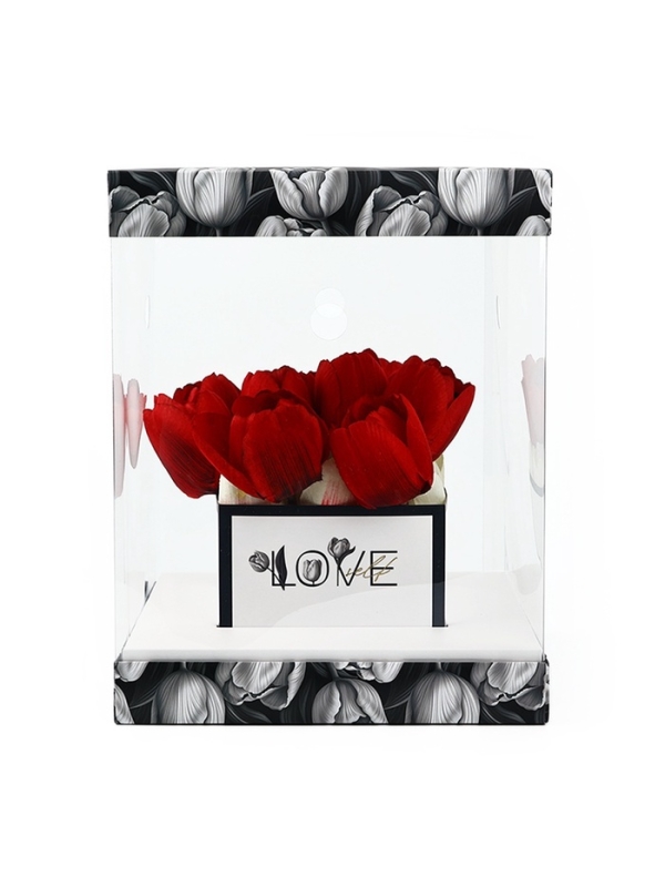 Коробка для цветов с вазой и PVC окнами складная «Чёрно-белая эстетика», 23 х 30 х 23 см Коробка для цветов с вазой и PVC окнами складная «Чёрно-белая эстетика», 23 х 30 х 23 см