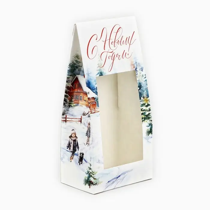 Коробка складная &laquo;Снежные домики&raquo;, 9&times;19&times;6 см