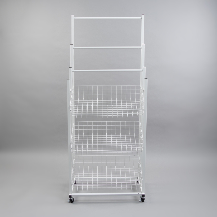 Стойка под зонты, разборная, 3 наклонные корзины, 3 яруса, 60&times;40&times;150 см, цвет белый