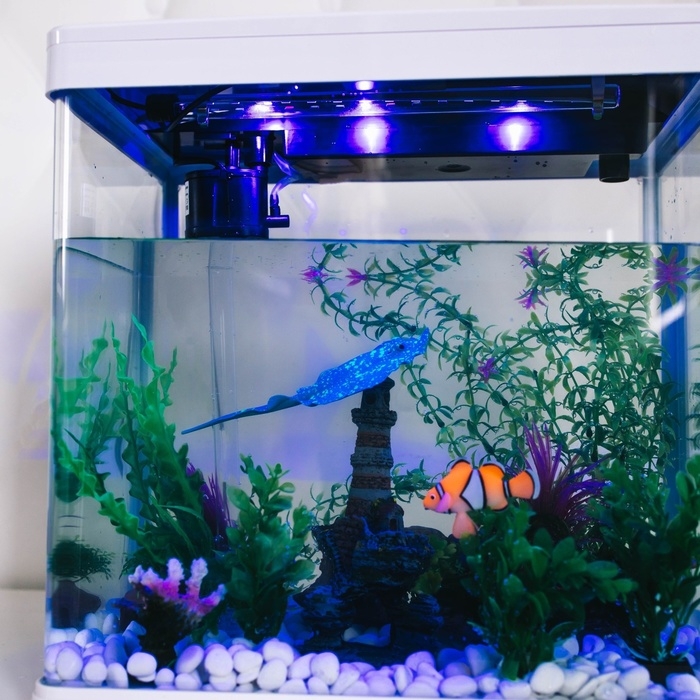 Декор для аквариума "Скат", силиконовый, с неоновым эффектом, 18 х 8 см