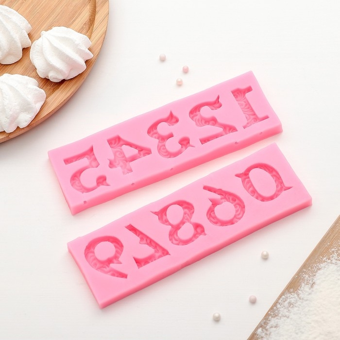 Молд &laquo;Цифры с узором&raquo;, силикон, 16,6&times;10,5 см, цвет МИКС