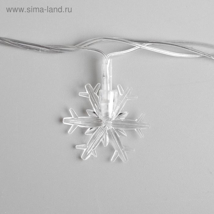 Гирлянда &laquo;Нить&raquo; 5 м с насадками &laquo;Снежинки большие&raquo;, IP20, прозрачная нить, 20 LED, свечение мульти (RG/RB), мигание, 220 В