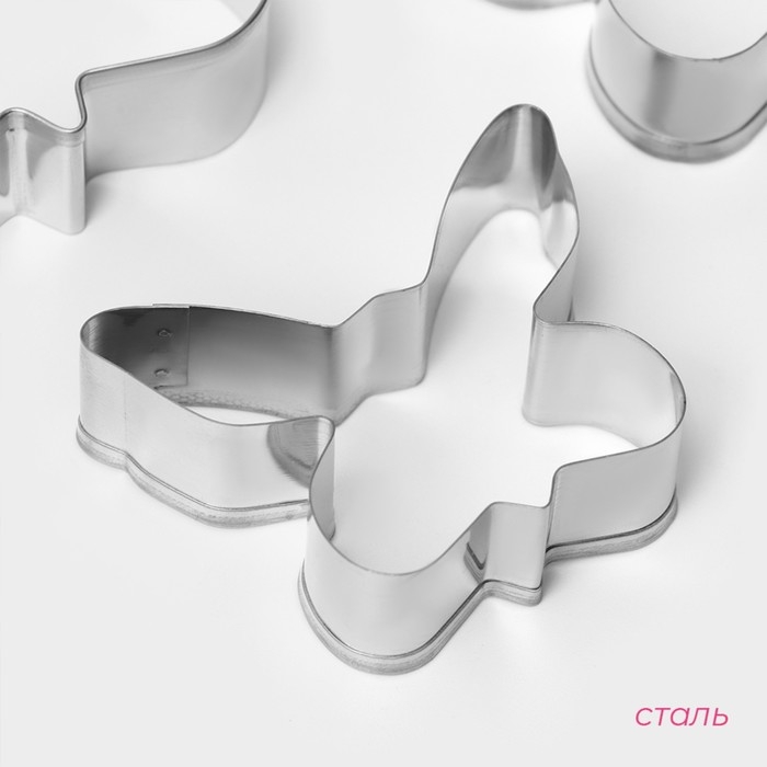 Набор форм для печенья Доляна &laquo;Бабочка&raquo;, 3 шт, цвет серебристый