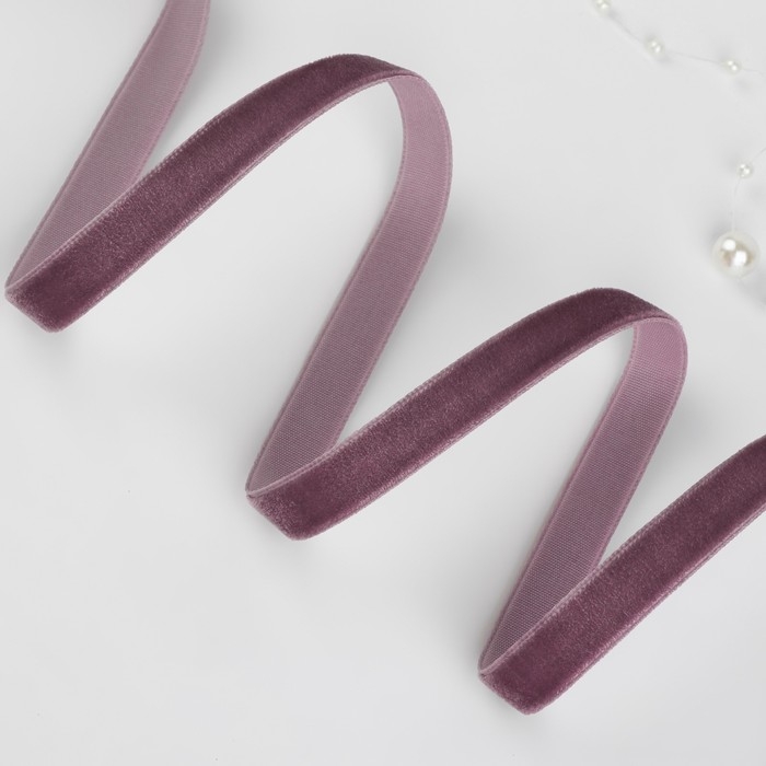 Лента бархатная, 10 мм, 18 &plusmn; 1 м, цвет ежевичный №199