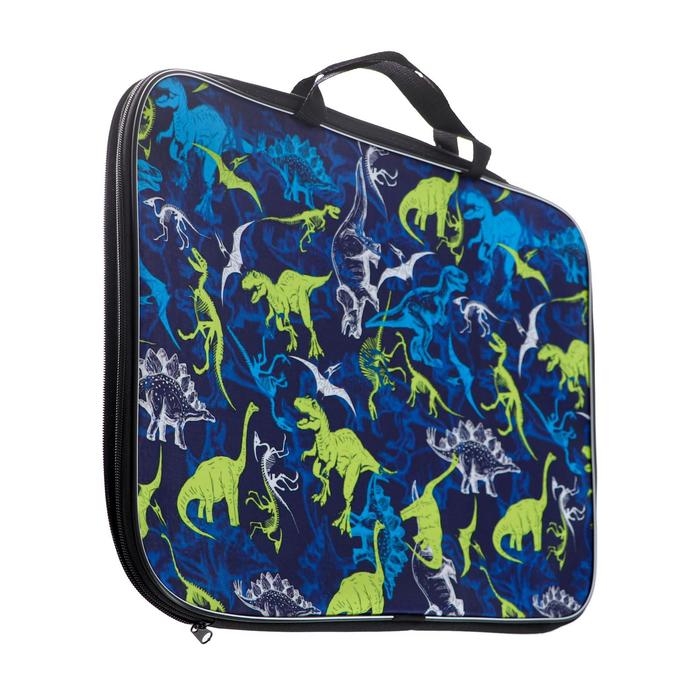 Папка для чертежей и рисунков А3, 470 х 350 х 20 мм, с ручками, текстильная, Calligrata Папка для чертежей и рисунков А3, 470 х 350 х 20 мм, с ручками, текстильная, Calligrata "Динозаврики"