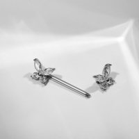 Пирсинг для груди &laquo;Бабочки&raquo;, цвет белый в серебре