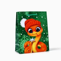 Пакет подарочный новогодний ламинированный &laquo;Змея 2025&raquo;, MS 18 х 23 х 8 см , Новый год
