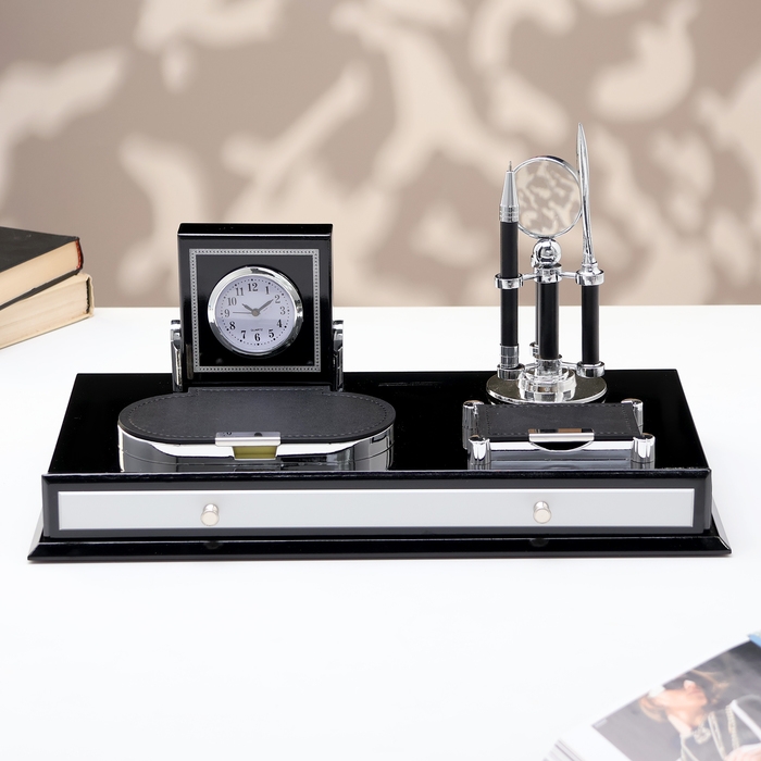 Набор настольный канцелярский 8в1 с визитницей, карандашницей, лупой и ножом для писем Набор настольный канцелярский 8в1 с визитницей, карандашницей, лупой и ножом для писем