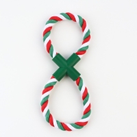 Игрушка тренировочная канатная "Зимняя восьмёрка", до 20 см, 100 г,красная/белая/зелёная   79161