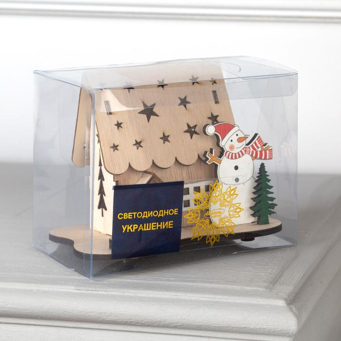 Светодиодная фигура «Дом со снеговиком» 11 × 15 × 3 см, дерево, батарейки LR41х3 (в комплекте), свечение тёплое белое Светодиодная фигура «Дом со снеговиком» 11 × 15 × 3 см, дерево, батарейки LR41х3 (в комплекте), свечение тёплое белое