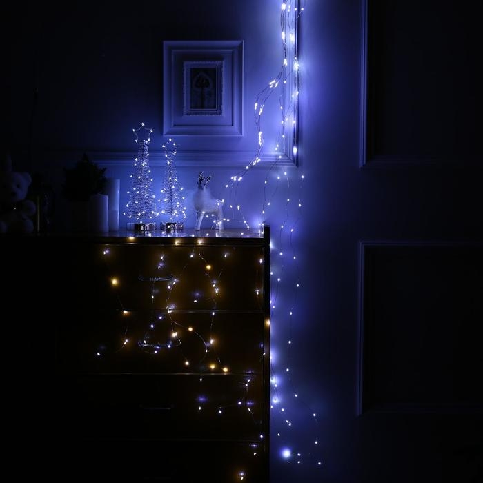 Гирлянда «Конский хвост» 8 нитей по 2 м, IP20, серебристая нить, 160 LED, свечение белое, USB Гирлянда «Конский хвост» 8 нитей по 2 м, IP20, серебристая нить, 160 LED, свечение белое, USB