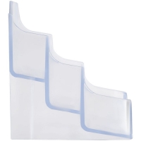 Подставка для визиток Стамм, 3 отделения, прозрачная, серая