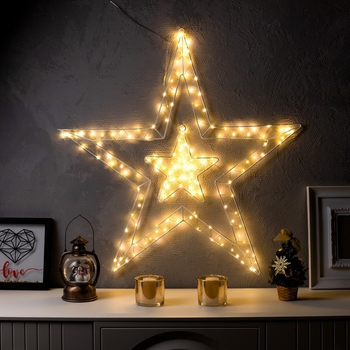 Светодиодная фигура &laquo;Звезда&raquo; 80 см, металл, 220 В, 8 режимов, свечение тёплое белое