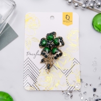 Брошь &laquo;Цветок желаний&raquo;, цвет изумрудный в чернёном золоте