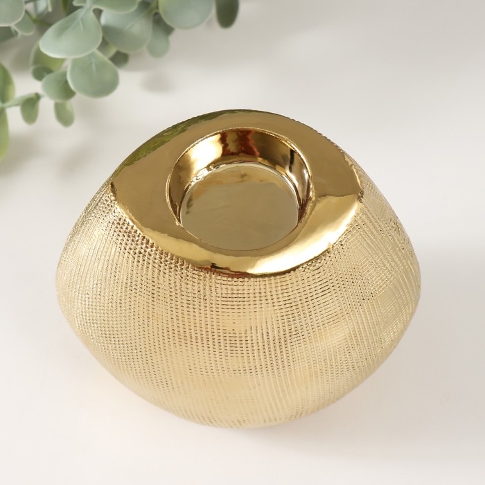 Подсвечник керамика на 1 свечу "Глория" d=4 см золото 12,5х8х12 см