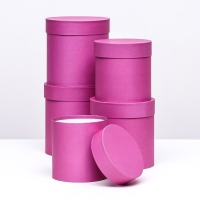 Набор шляпных коробок 5 в 1 "Фуксия", 20 &times; 20 &times; 20‒13,5 &times; 13,5 &times; 13,5 см