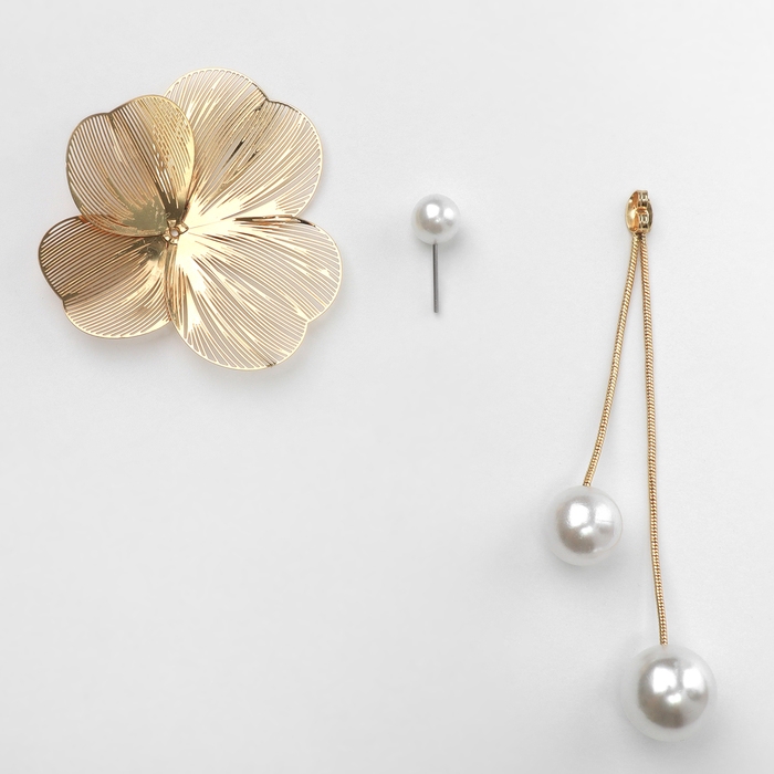 Серьги с жемчугом &laquo;Бусина&raquo; каталея, цвет золото
