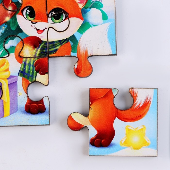 Деревянный пазл «Новый год! Оленёнок и лисёнок» Деревянный пазл «Новый год! Оленёнок и лисёнок»