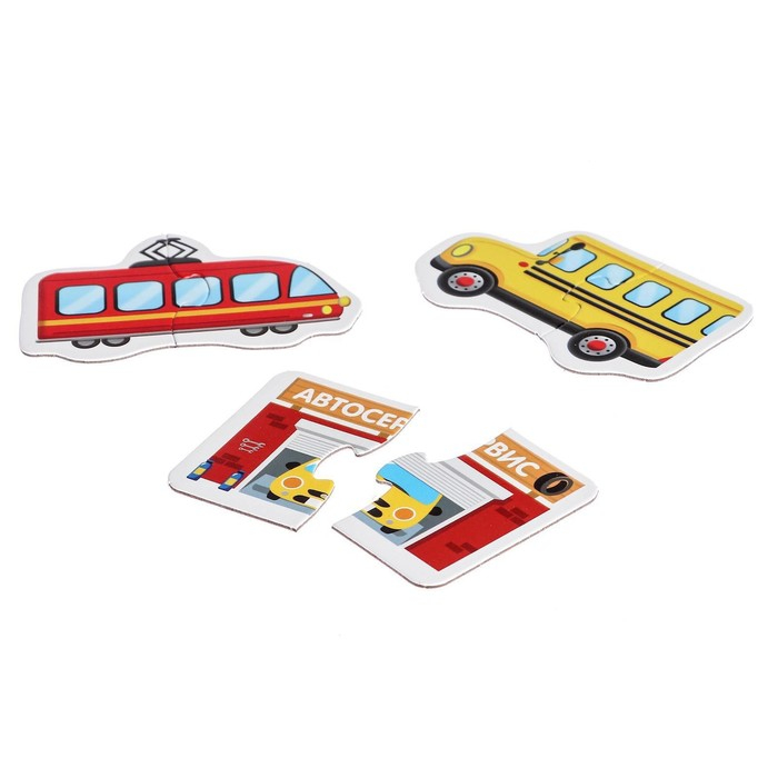 Макси-пазлы в металлической коробке &laquo;Весёлый транспорт&raquo;, 40 деталей