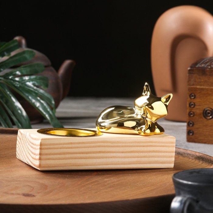 Подставка для благовоний порошковых и конусов Подставка для благовоний порошковых и конусов "Кошечка", дерево, 8х13,5х6,5 см