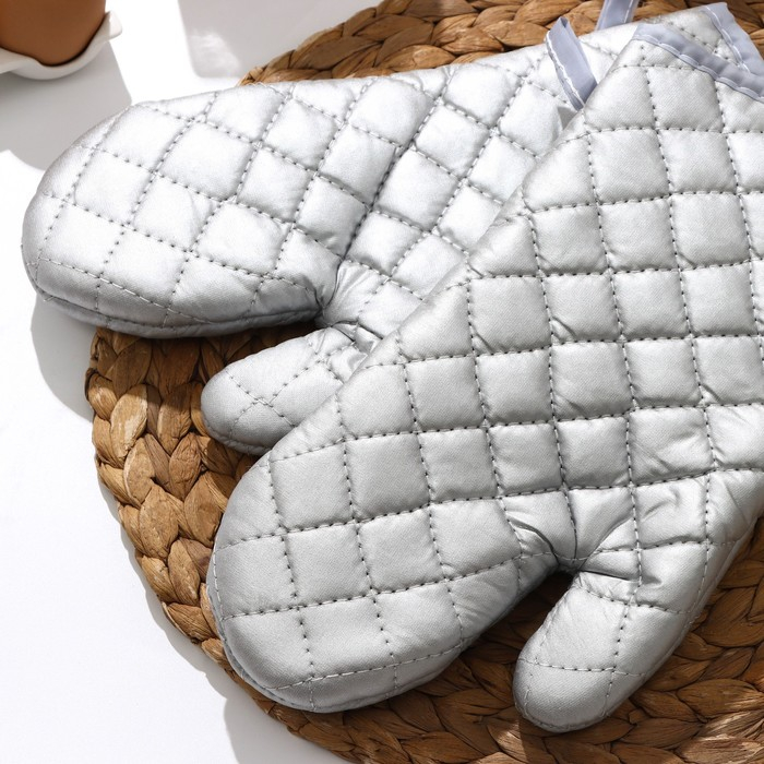 Набор прихваток &laquo;Профи&raquo;, 2 шт, 30&times;16&times;2 см, цвет серый