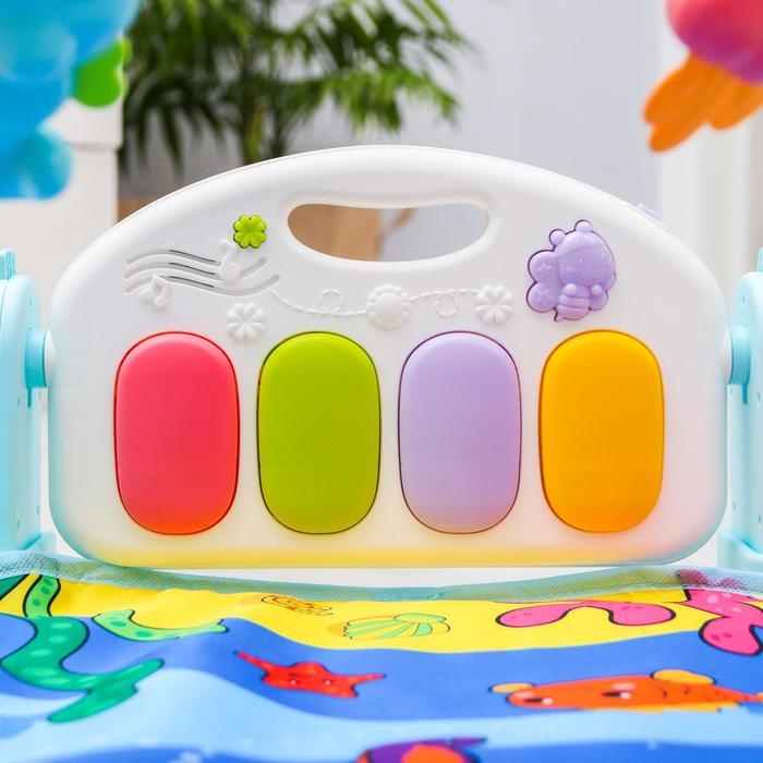 Коврик развивающий с дугой &laquo;Морские истории&raquo;, пианино, зеркало, р-р 73х45х0,5 см.