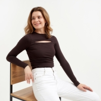 Лонгслив женский MINAKU: Basic line цвет шоколадный, р-р 46 Лонгслив женский MINAKU: Basic line цвет шоколадный, р-р 46