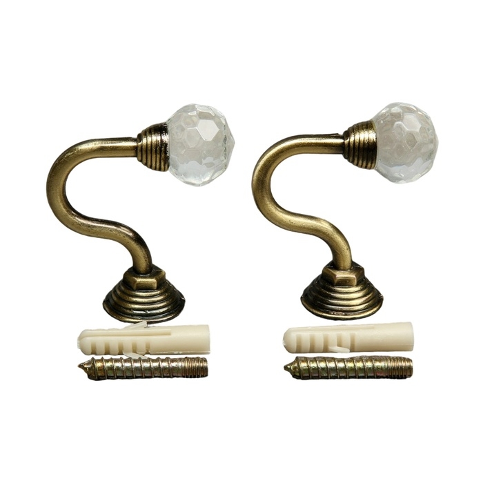 Крючок для штор "ТУНДРА" KS007, однорожковый, цвет бронза