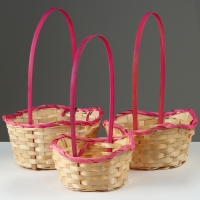 Набор корзин, 19х7,5х9,5/31 см, 22х9х11/34 см, 24х9х11,5/35 см, 3 шт, розовые, бамбук