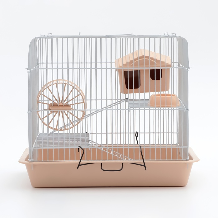 Клетка для грызунов Клетка для грызунов "Пижон" №3, с 2-я этажами, укомплектованная, 33 х 24 х 28 см, бежевая