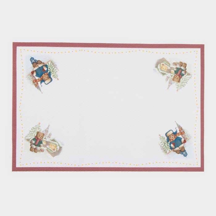 Салфетки новогодние на стол Доляна &laquo;Московский мишка&raquo;, 4 шт, сервировочная, 45&times;30 см