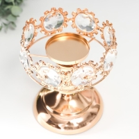 Подсвечник металл на 1 свечу "Кристаллы - Тиара" золото 15х12х12 см