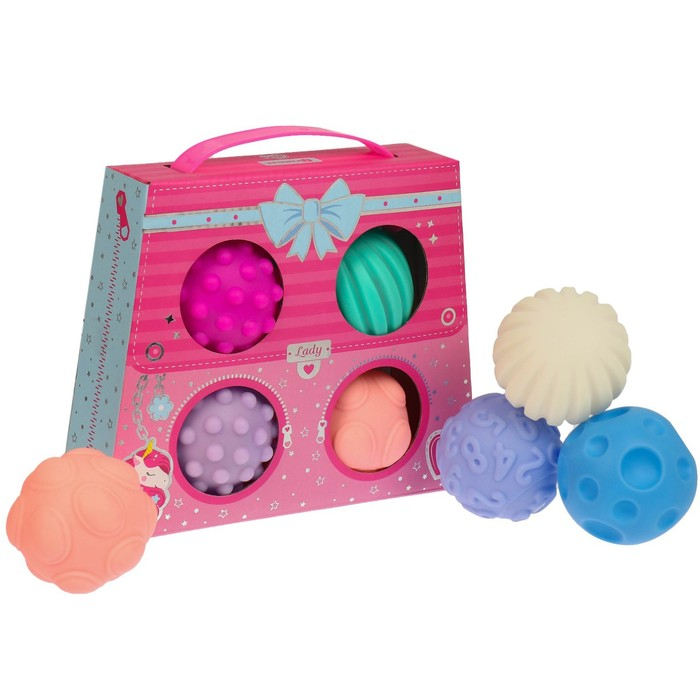 Набор развивающих тактильных мячиков &laquo;Сумочка&raquo;, с пищалкой, 4 шт, Крошка Я