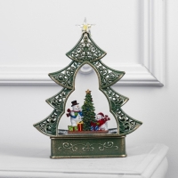 Светодиодная фигура &laquo;Ёлка со снеговиками&raquo; 23 &times; 29 &times; 9.5 см, пластик, батарейки ААх3 (не в комплекте), USB, свечение тёплое белое