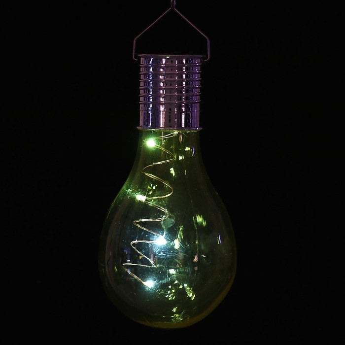 Садовый светильник на солнечной батарее &laquo;Лампочка жёлтая&raquo;, 8 &times; 14 &times; 8 см, 5 LED, свечение белое