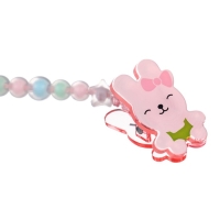 Соска - пустышка силиконовая ортодонтическая, от 12 мес., с колпачком + держатель &laquo;Зайка&raquo;, цвет розовый