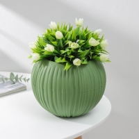 Кашпо для цветов со вставкой &laquo;Сфера&raquo;, 1,7 л, d=13,5 см, h=16 см, цвет оливковый