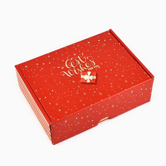 Коробка подарочная новогодняя складная «С наилучшими пожеланиями», 30.7 х 22 х 9.5 см, Новый год Коробка подарочная новогодняя складная «С наилучшими пожеланиями», 30.7 х 22 х 9.5 см, Новый год