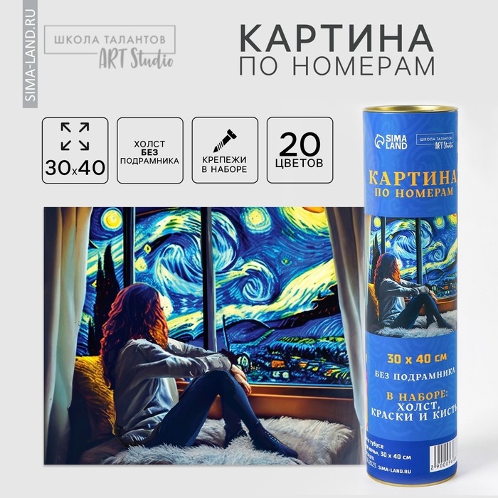 Картина по номерам в тубусе &laquo;С видом на звездную ночь&raquo;, 30 х 40 см