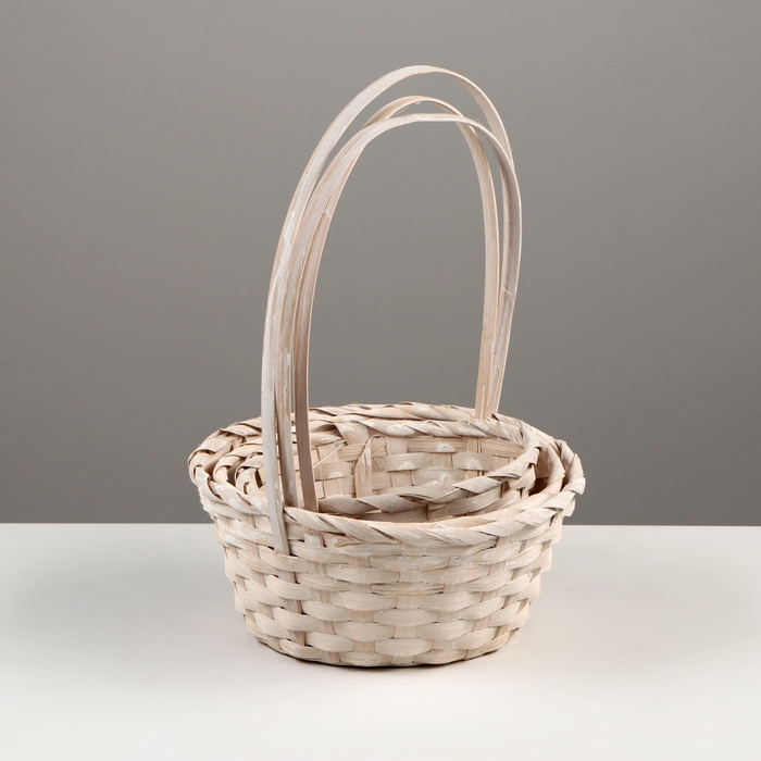 Набор корзин плетеных, D16xH10/32см, D18xH10/34см, D21xH10/36см, 3шт, бамбук, белый Набор корзин плетеных, D16xH10/32см, D18xH10/34см, D21xH10/36см, 3шт, бамбук, белый