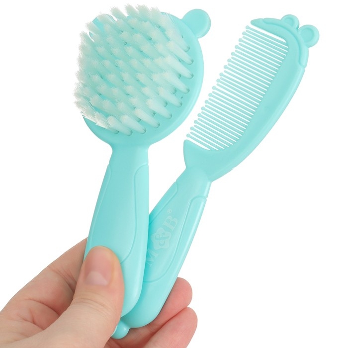 Набор для ухода за волосами: расческа и щетка &laquo;Мишка&raquo;, цвет бирюзовый