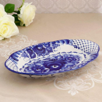 Блюдо &laquo;Цветы&raquo;, 30&times;19&times;3,5 см, гжель