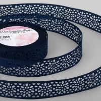 Лента декоративная, репсовая, ажурная, 25 мм × 9,1 ± 0,5 м, цвет тёмно-синий Лента декоративная, репсовая, ажурная, 25 мм × 9,1 ± 0,5 м, цвет тёмно-синий