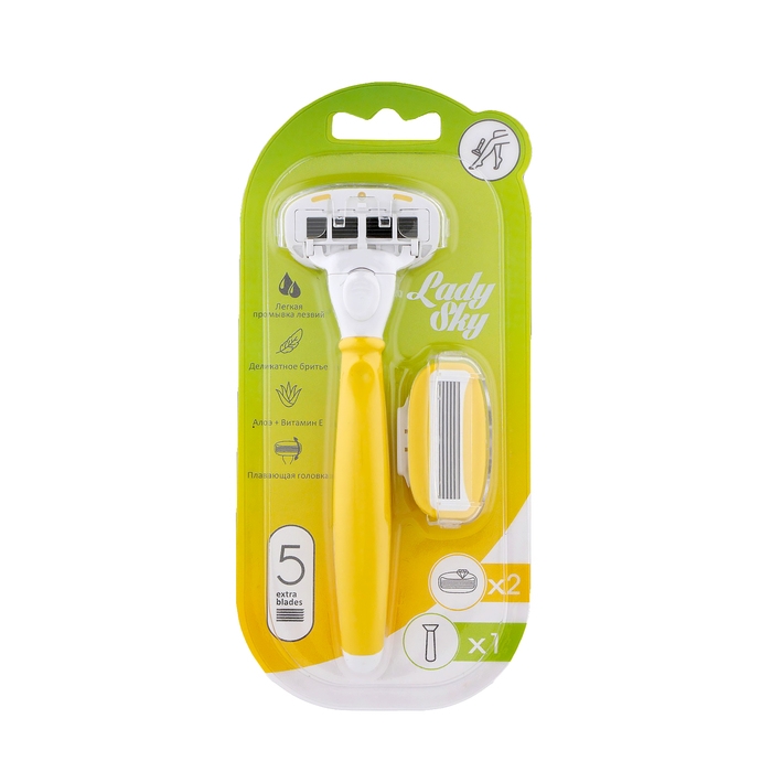 Женский станок для бритья LadySky + 2 кассеты с 5 лезвиями, совместим с Venus Женский станок для бритья LadySky + 2 кассеты с 5 лезвиями, совместим с Venus