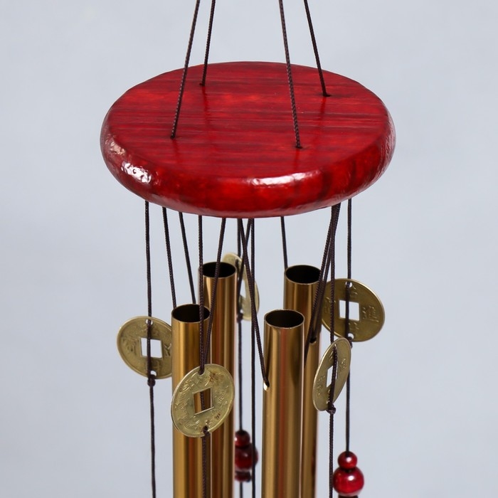 Музыка ветра металл "Монета" 4 трубки 5 колокольчиков 60х8,3 см