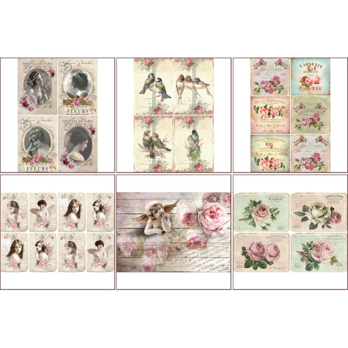 Набор декупажных карт 6 шт &laquo;Винтаж в розах"