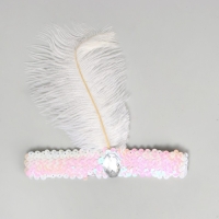 Повязка на голову с пером карнавальная, цвет белый Повязка на голову с пером карнавальная, цвет белый