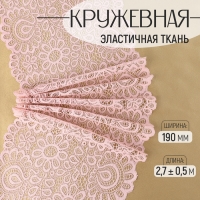 Кружевная эластичная ткань, 190 мм &times; 2,7 &plusmn; 0,5 м, цвет пудровый