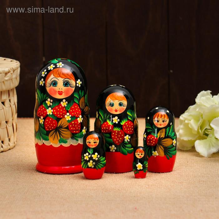 Матрёшка «Земляничка», красное платье, 5 кукольная, 15 см Матрёшка «Земляничка», красное платье, 5 кукольная, 15 см