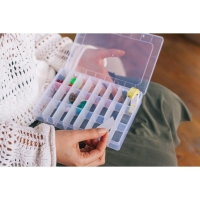 Органайзер для рукоделия, со съёмными ячейками, 24 отделения, 19,5 &times; 13,5 &times; 3,5 см, цвет прозрачный